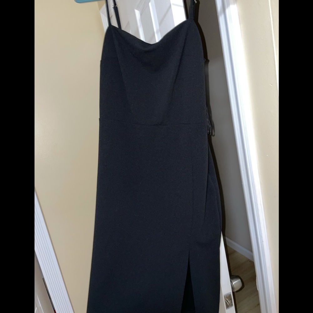 Express LBD Short Black Slit Cami Dress